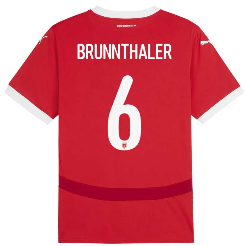 Danxen Kvinnor Österrike Melanie Brunnthaler #6 Röd Hemmatröja Matchtröjor 24-26 Tröjor T-Tröja