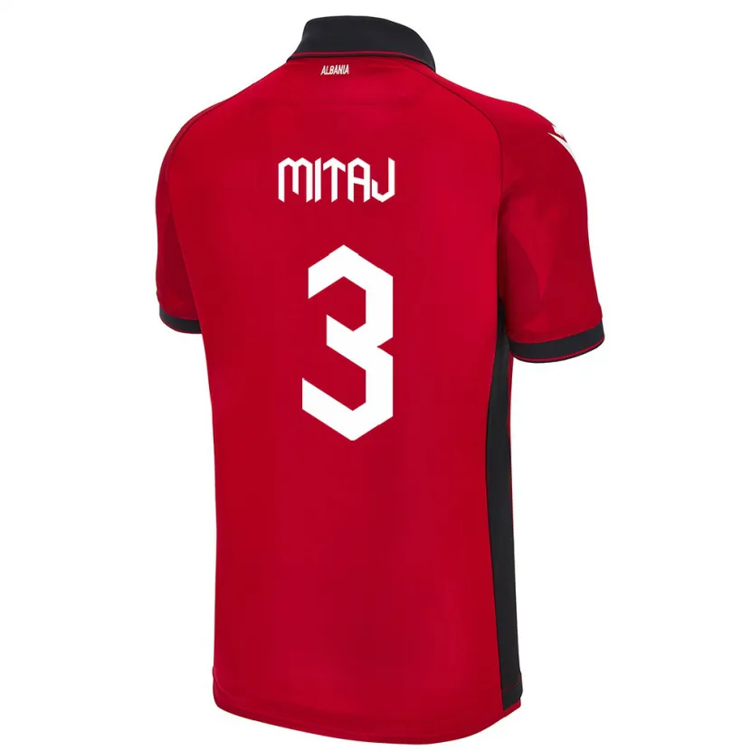 Danxen Kvinnor Albanien Mario Mitaj #3 Röd Hemmatröja Matchtröjor 24-26 Tröjor T-Tröja