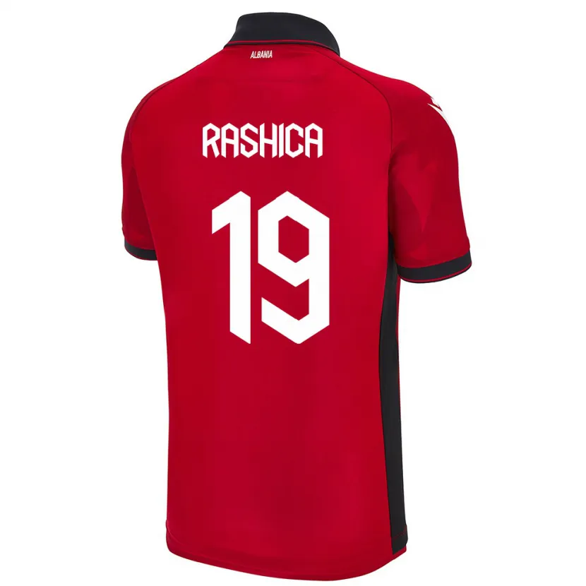 Danxen Kvinnor Albanien Ermir Rashica #19 Röd Hemmatröja Matchtröjor 24-26 Tröjor T-Tröja