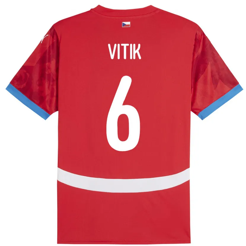 Danxen Kvinnor Tjeckien Martin Vitík #6 Röd Hemmatröja Matchtröjor 24-26 Tröjor T-Tröja