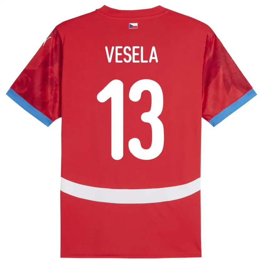 Danxen Kvinnor Tjeckien Denisa Veselá #13 Röd Hemmatröja Matchtröjor 24-26 Tröjor T-Tröja