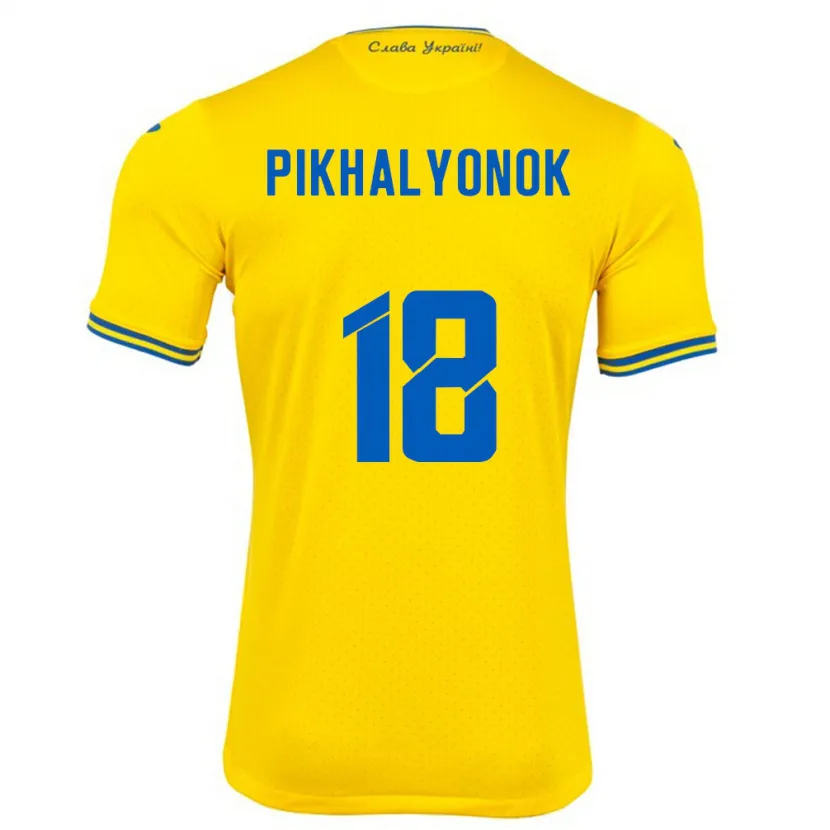 Danxen Kvinnor Ukraina Oleksandr Pikhalyonok #18 Gul Hemmatröja Matchtröjor 24-26 Tröjor T-Tröja