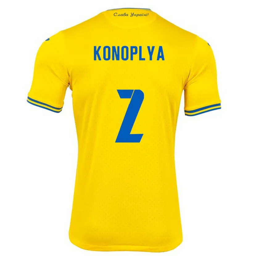 Danxen Kvinnor Ukraina Yukhym Konoplya #2 Gul Hemmatröja Matchtröjor 24-26 Tröjor T-Tröja