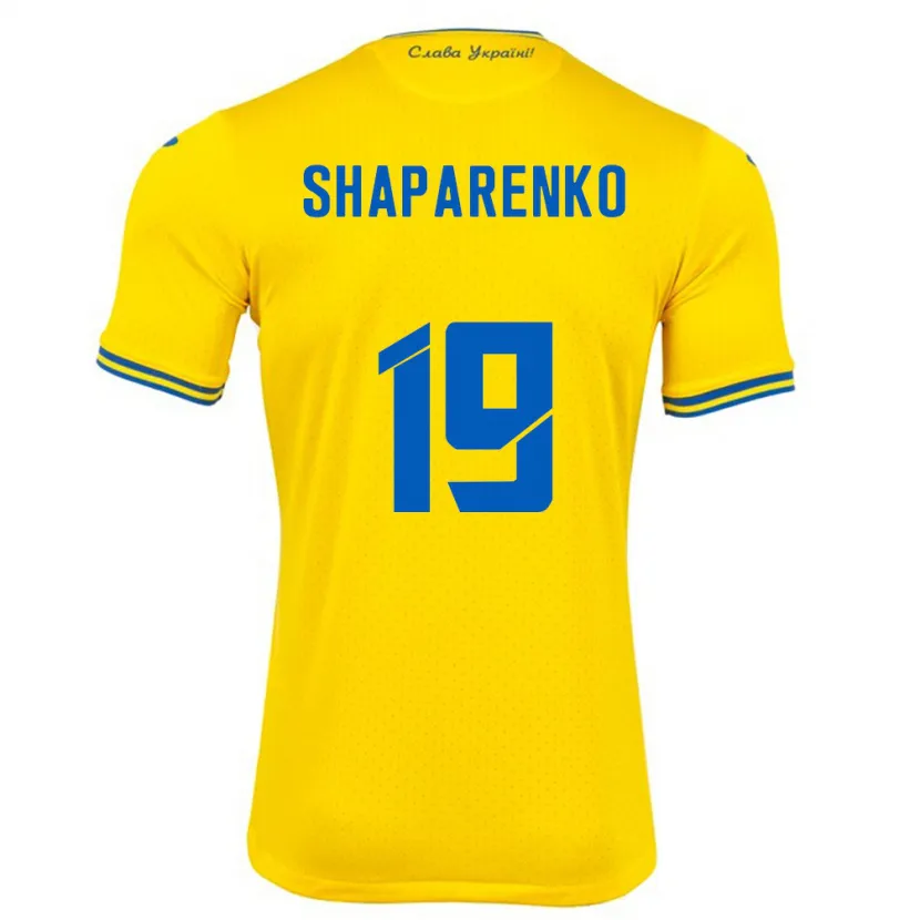 Danxen Kvinnor Ukraina Mykola Shaparenko #19 Gul Hemmatröja Matchtröjor 24-26 Tröjor T-Tröja