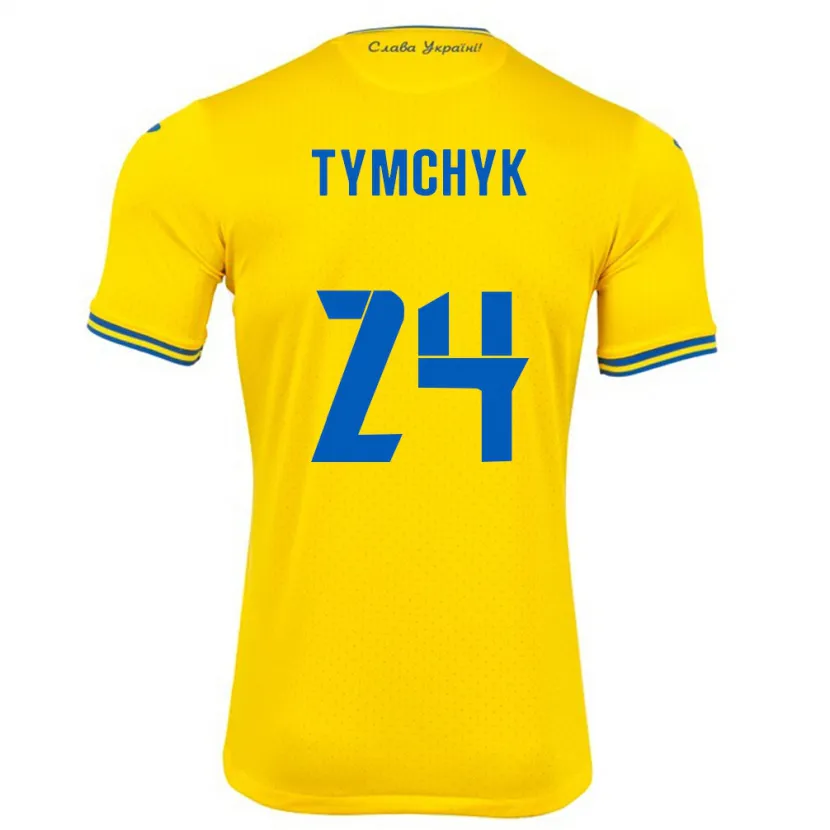 Danxen Kvinnor Ukraina Oleksandr Tymchyk #24 Gul Hemmatröja Matchtröjor 24-26 Tröjor T-Tröja