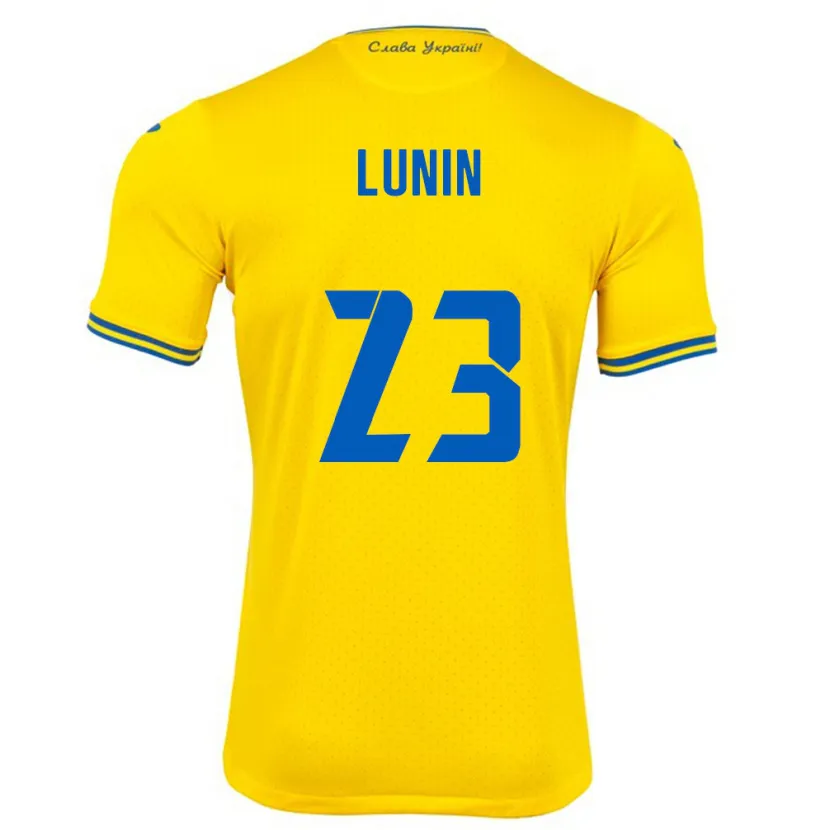 Danxen Kvinnor Ukraina Andriy Lunin #23 Gul Hemmatröja Matchtröjor 24-26 Tröjor T-Tröja