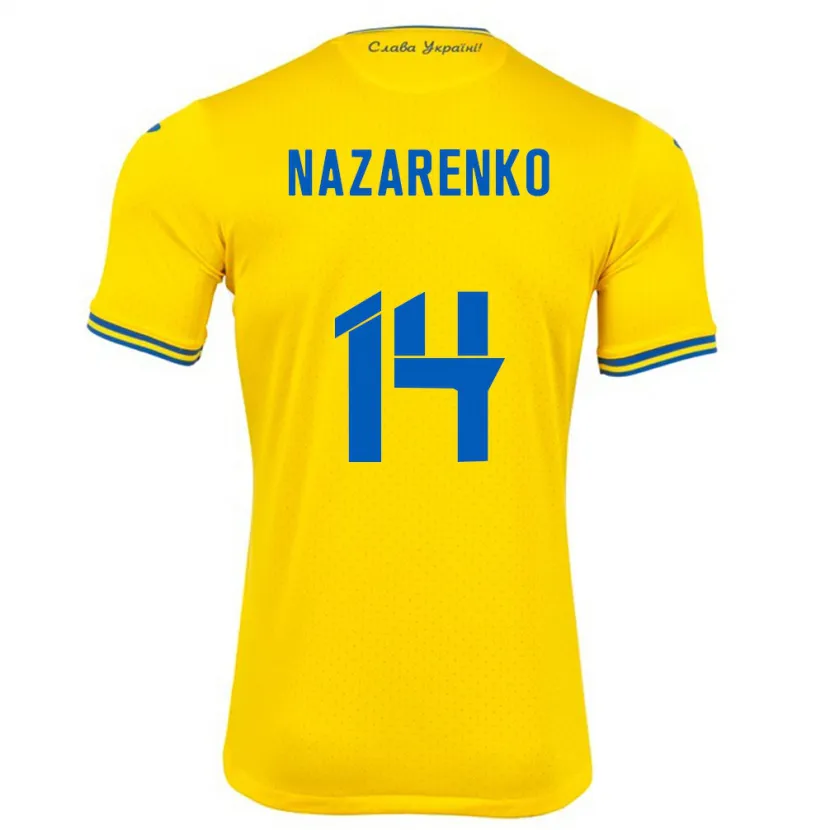 Danxen Kvinnor Ukraina Oleksandr Nazarenko #14 Gul Hemmatröja Matchtröjor 24-26 Tröjor T-Tröja