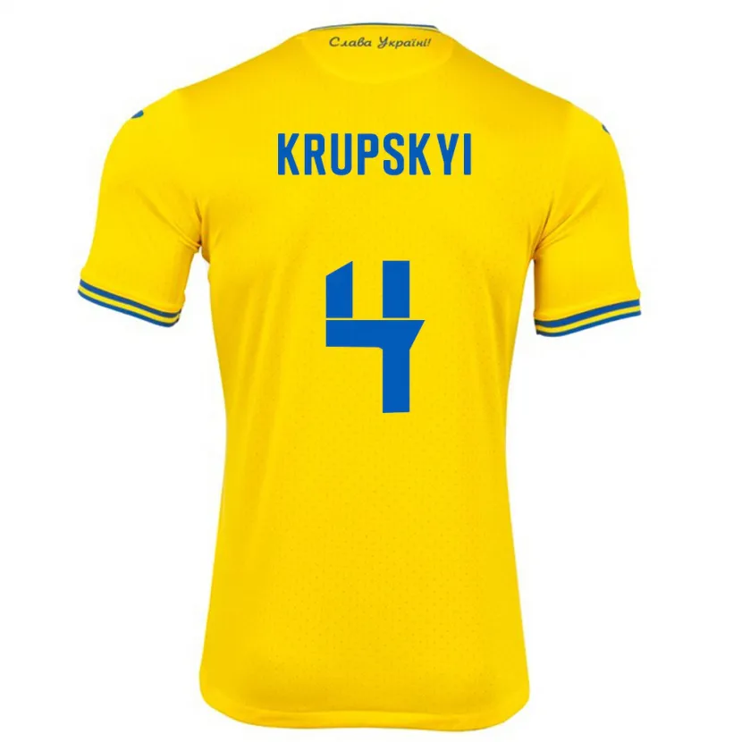 Danxen Kvinnor Ukraina Ilya Krupskyi #4 Gul Hemmatröja Matchtröjor 24-26 Tröjor T-Tröja