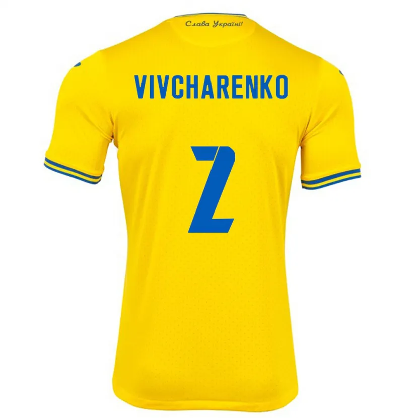 Danxen Kvinnor Ukraina Kostyantyn Vivcharenko #2 Gul Hemmatröja Matchtröjor 24-26 Tröjor T-Tröja
