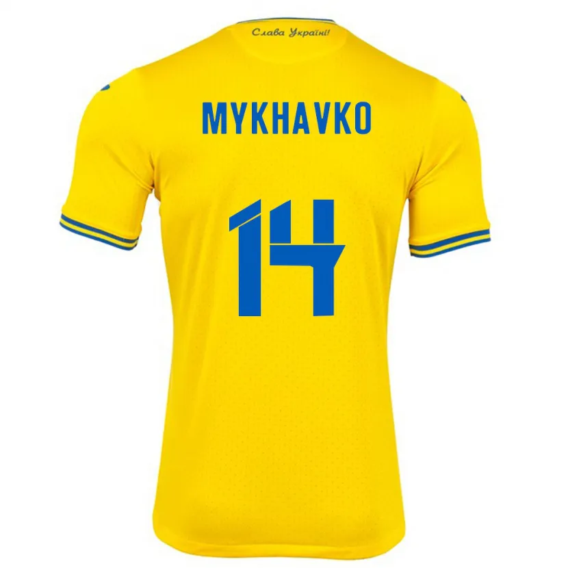 Danxen Kvinnor Ukraina Taras Mykhavko #14 Gul Hemmatröja Matchtröjor 24-26 Tröjor T-Tröja