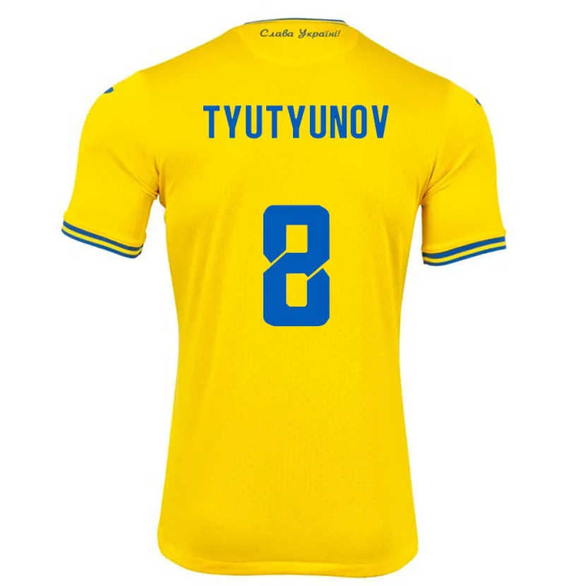 Danxen Kvinnor Ukraina Vladyslav Tyutyunov #8 Gul Hemmatröja Matchtröjor 24-26 Tröjor T-Tröja