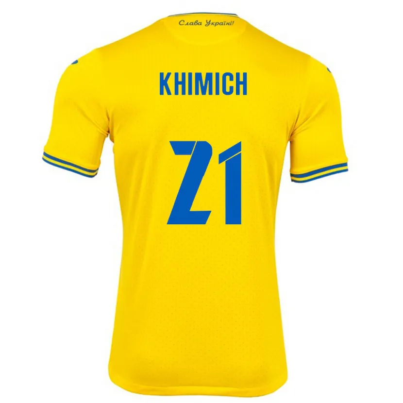 Danxen Kvinnor Ukraina Tamila Khimich #21 Gul Hemmatröja Matchtröjor 24-26 Tröjor T-Tröja