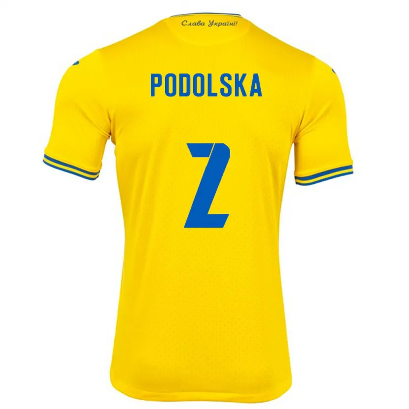 Danxen Kvinnor Ukraina Iryna Podolska #2 Gul Hemmatröja Matchtröjor 24-26 Tröjor T-Tröja