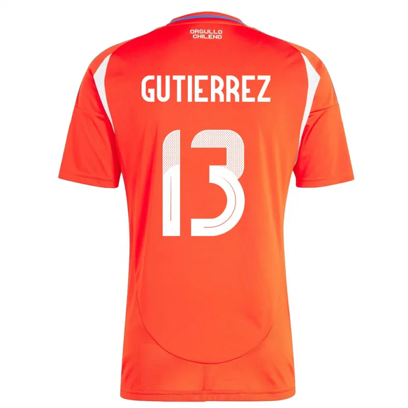 Danxen Kvinnor Chile Daniel Gutiérrez #13 Röd Hemmatröja Matchtröjor 24-26 Tröjor T-Tröja