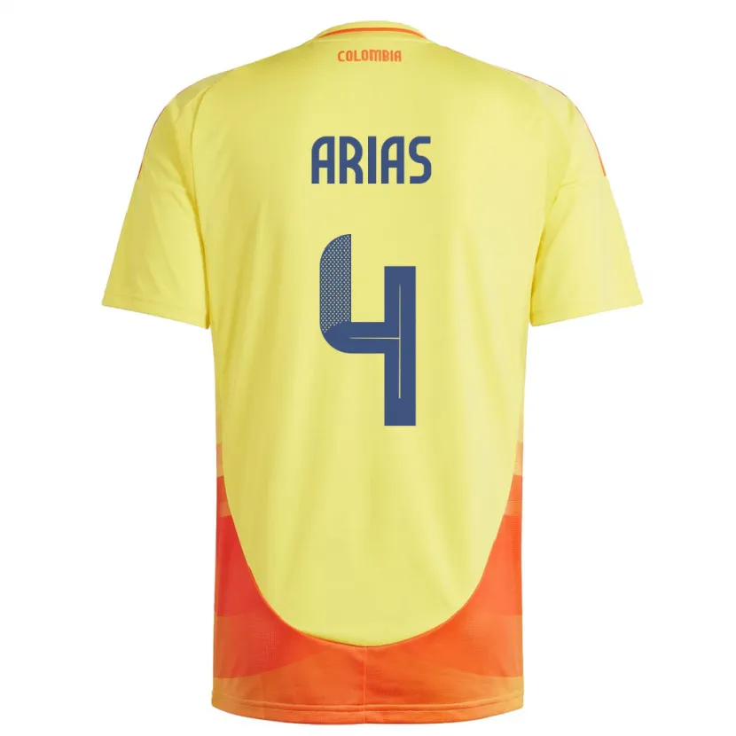 Danxen Kvinnor Colombia Santiago Arias #4 Gul Hemmatröja Matchtröjor 24-26 Tröjor T-Tröja