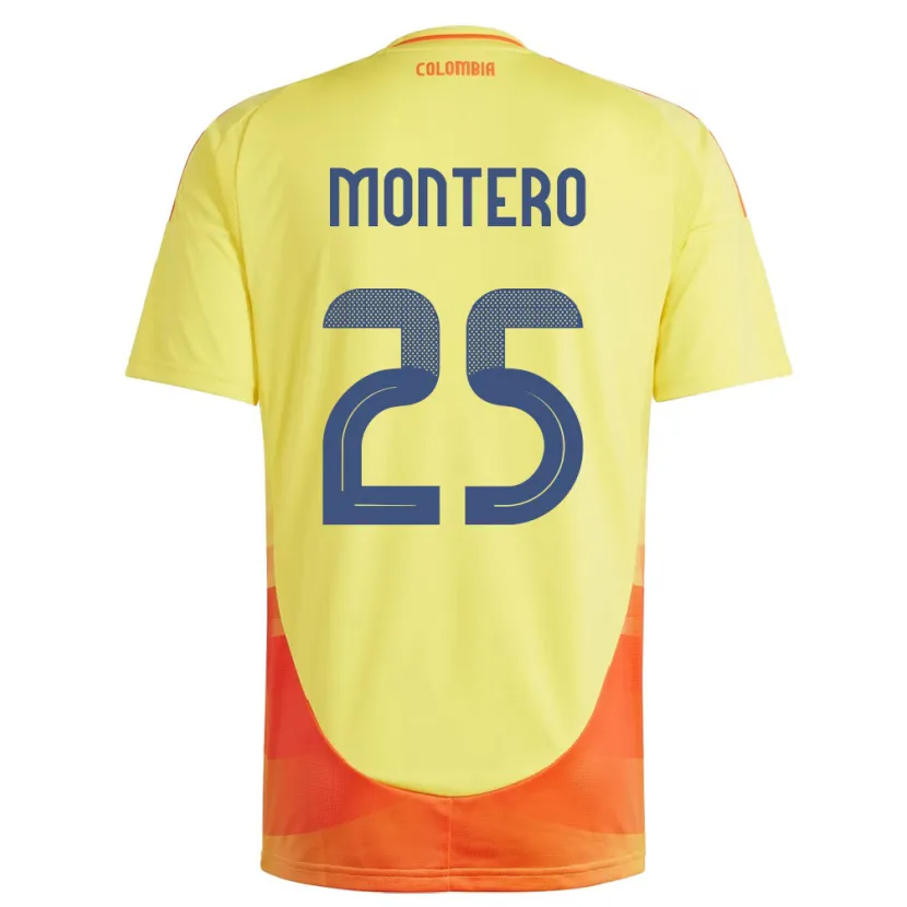 Danxen Kvinnor Colombia Álvaro Montero #25 Gul Hemmatröja Matchtröjor 24-26 Tröjor T-Tröja