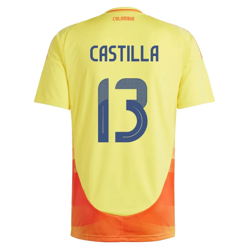 Danxen Kvinnor Colombia Juan Castilla #13 Gul Hemmatröja Matchtröjor 24-26 Tröjor T-Tröja