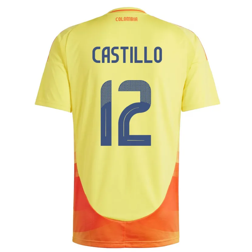 Danxen Kvinnor Colombia Juan Castillo #12 Gul Hemmatröja Matchtröjor 24-26 Tröjor T-Tröja
