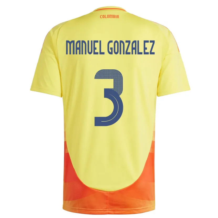 Danxen Kvinnor Colombia Carlos Manuel González #3 Gul Hemmatröja Matchtröjor 24-26 Tröjor T-Tröja