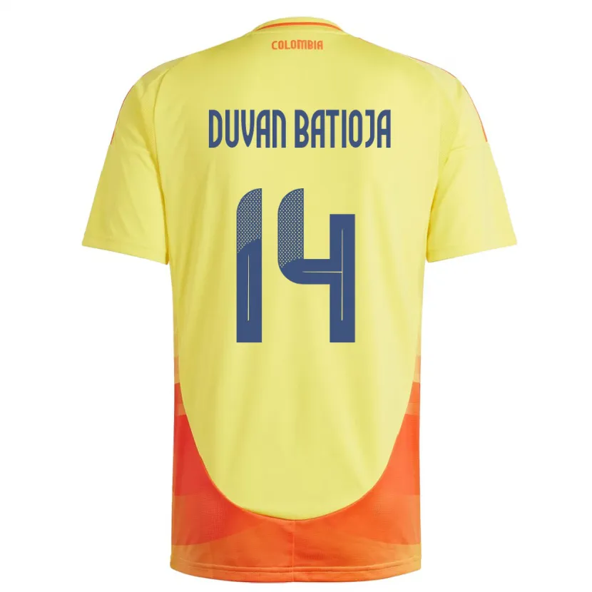 Danxen Kvinnor Colombia Andy Duván Batioja #14 Gul Hemmatröja Matchtröjor 24-26 Tröjor T-Tröja