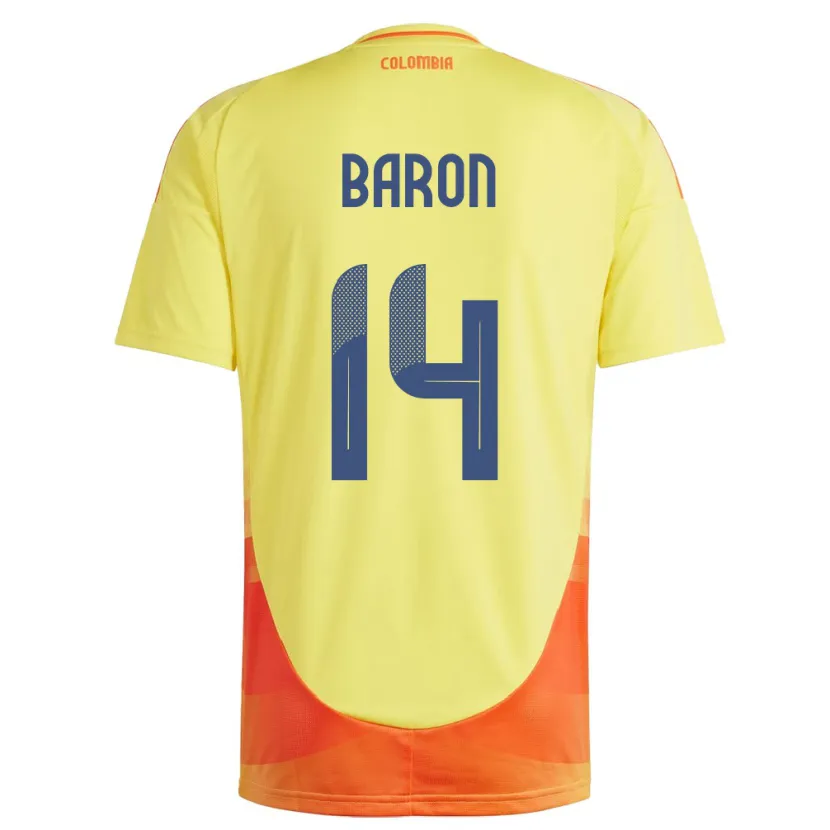 Danxen Kvinnor Colombia Ángela Barón #14 Gul Hemmatröja Matchtröjor 24-26 Tröjor T-Tröja