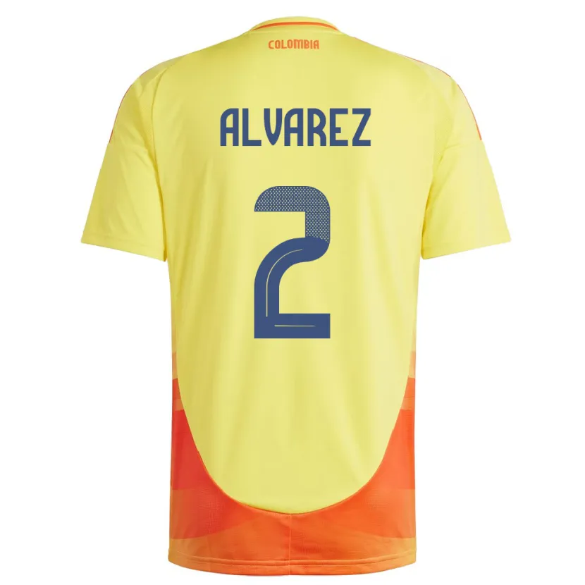 Danxen Kvinnor Colombia Mary Álvarez #2 Gul Hemmatröja Matchtröjor 24-26 Tröjor T-Tröja