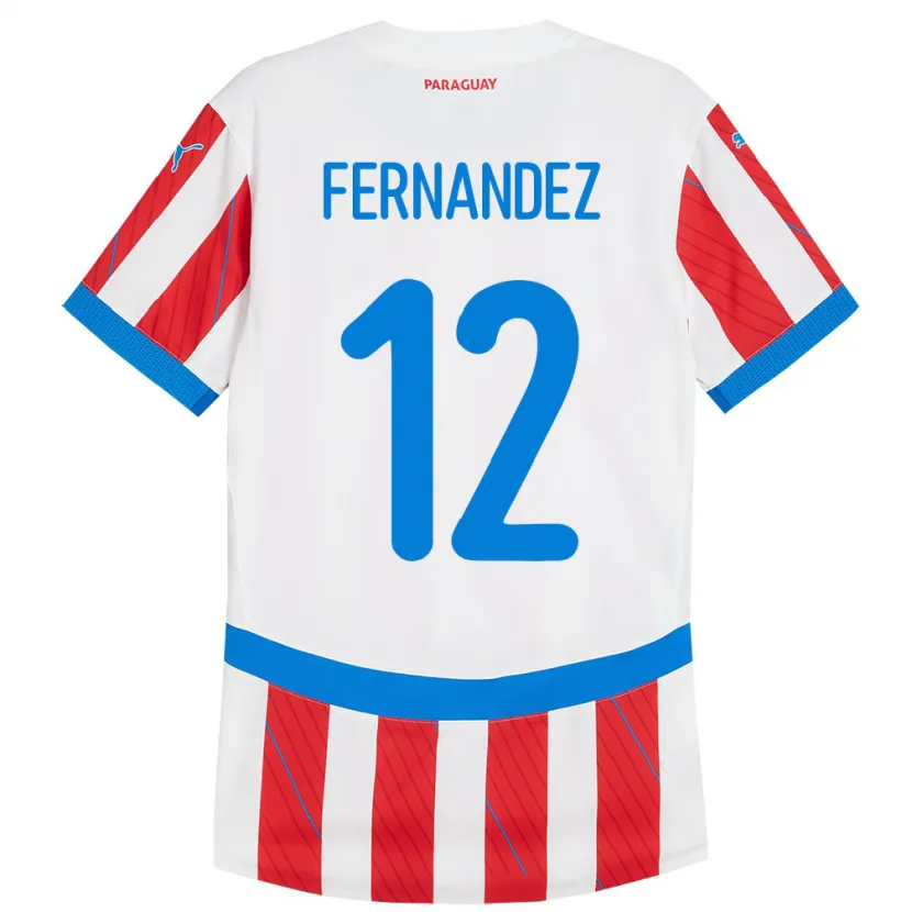 Danxen Kvinnor Paraguay Gatito Fernández #12 Vit Röd Hemmatröja Matchtröjor 24-26 Tröjor T-Tröja