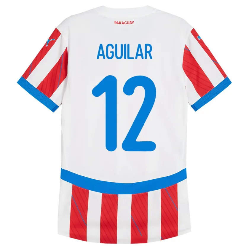 Danxen Kvinnor Paraguay Alfredo Aguilar #12 Vit Röd Hemmatröja Matchtröjor 24-26 Tröjor T-Tröja