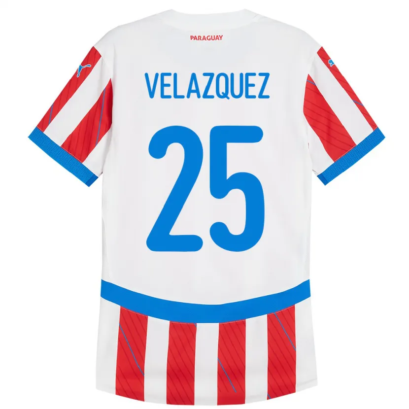 Danxen Kvinnor Paraguay Gustavo Velázquez #25 Vit Röd Hemmatröja Matchtröjor 24-26 Tröjor T-Tröja