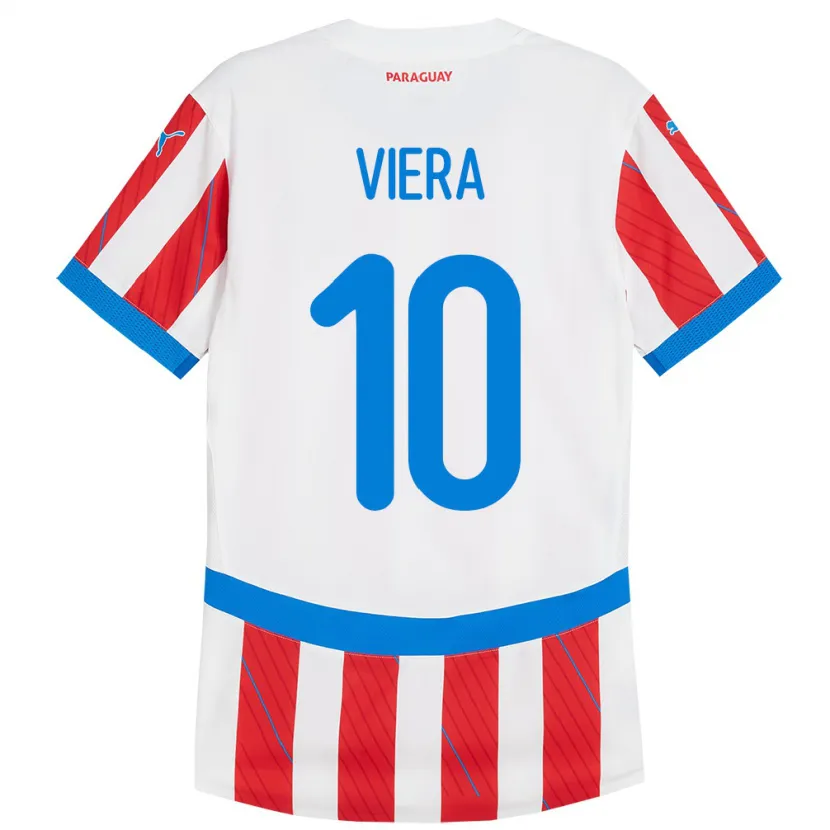 Danxen Kvinnor Paraguay Wílder Viera #10 Vit Röd Hemmatröja Matchtröjor 24-26 Tröjor T-Tröja