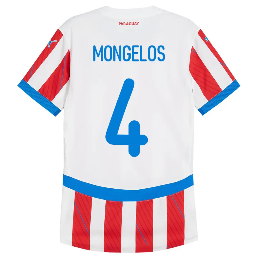 Danxen Kvinnor Paraguay Rolando Mongelós #4 Vit Röd Hemmatröja Matchtröjor 24-26 Tröjor T-Tröja