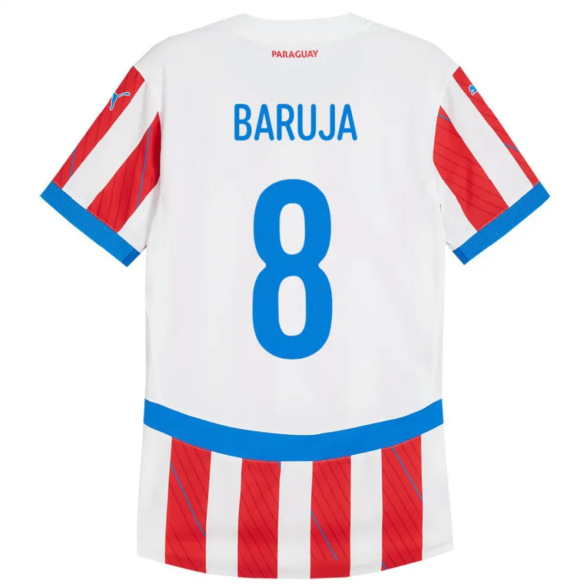 Danxen Kvinnor Paraguay Fabrizio Baruja #8 Vit Röd Hemmatröja Matchtröjor 24-26 Tröjor T-Tröja