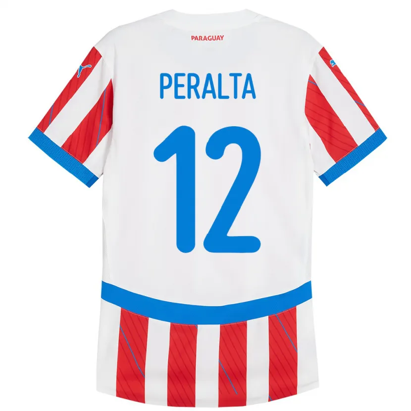 Danxen Kvinnor Paraguay Jesús Peralta #12 Vit Röd Hemmatröja Matchtröjor 24-26 Tröjor T-Tröja