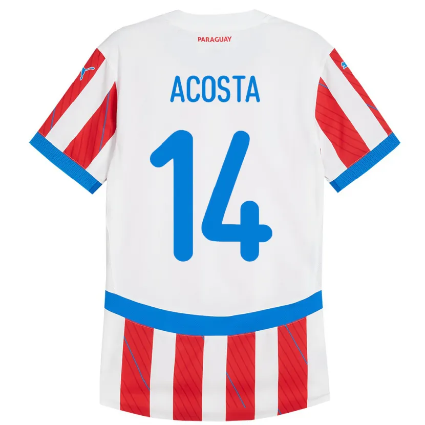 Danxen Kvinnor Paraguay Emilio Acosta #14 Vit Röd Hemmatröja Matchtröjor 24-26 Tröjor T-Tröja