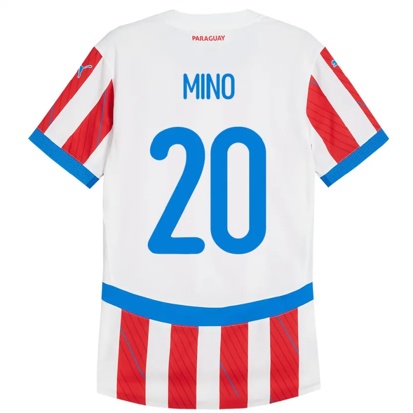 Danxen Kvinnor Paraguay César Miño #20 Vit Röd Hemmatröja Matchtröjor 24-26 Tröjor T-Tröja