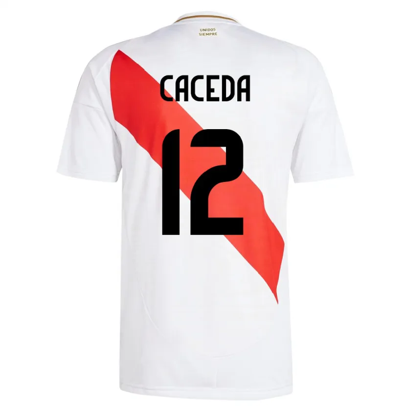 Danxen Kvinnor Peru Carlos Cáceda #12 Vit Hemmatröja Matchtröjor 24-26 Tröjor T-Tröja
