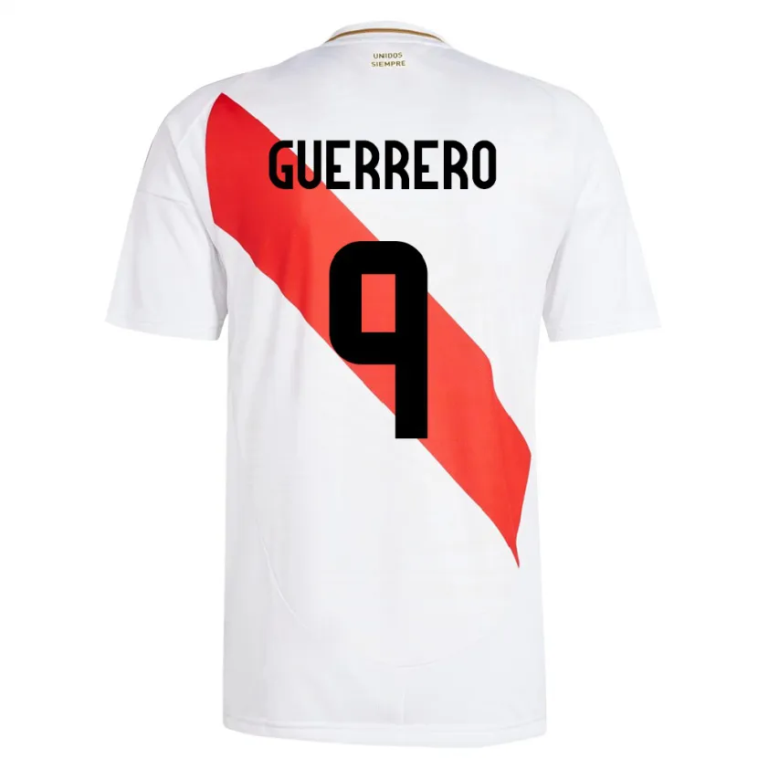 Danxen Kvinnor Peru Paolo Guerrero #9 Vit Hemmatröja Matchtröjor 24-26 Tröjor T-Tröja