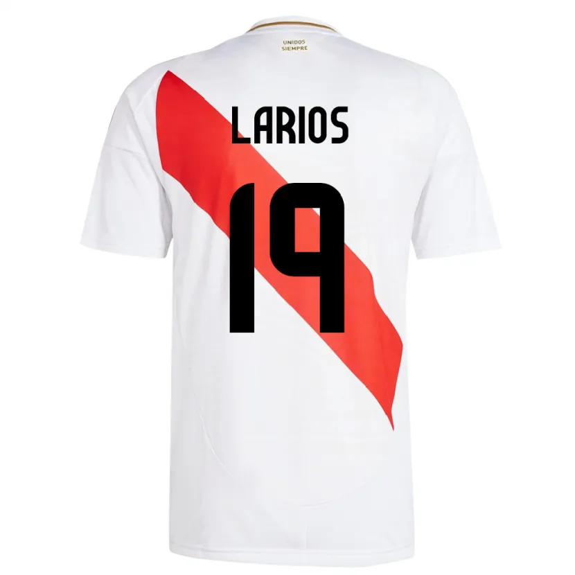 Danxen Kvinnor Peru Guillermo Larios #19 Vit Hemmatröja Matchtröjor 24-26 Tröjor T-Tröja