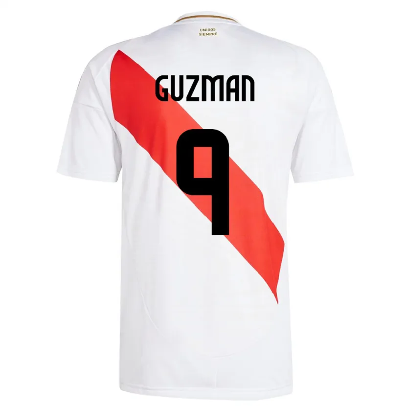 Danxen Kvinnor Peru Víctor Guzmán #9 Vit Hemmatröja Matchtröjor 24-26 Tröjor T-Tröja