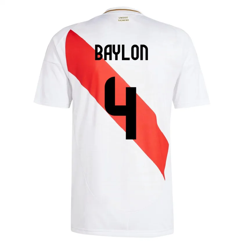 Danxen Kvinnor Peru Luis Baylón #4 Vit Hemmatröja Matchtröjor 24-26 Tröjor T-Tröja