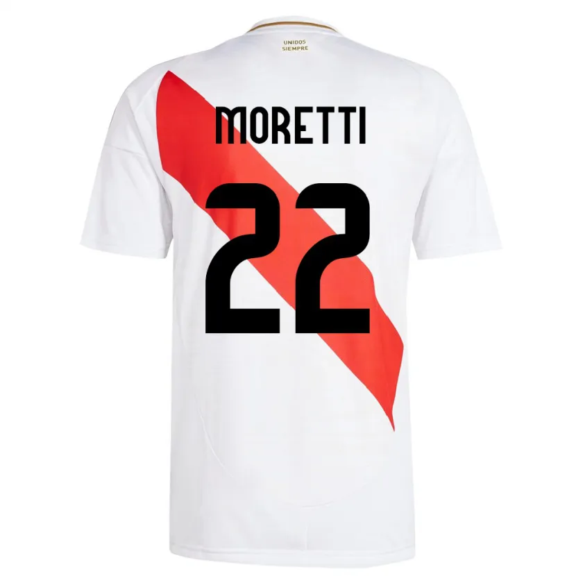 Danxen Kvinnor Peru Jair Moretti #22 Vit Hemmatröja Matchtröjor 24-26 Tröjor T-Tröja