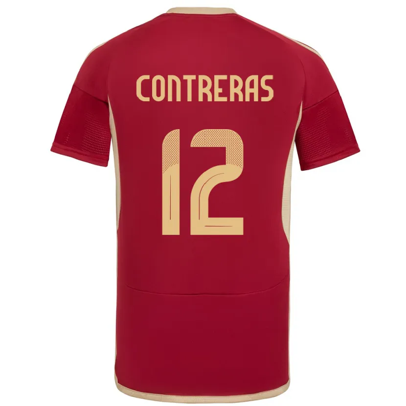 Danxen Kvinnor Venezuela José Contreras #12 Bourgogne Hemmatröja Matchtröjor 24-26 Tröjor T-Tröja