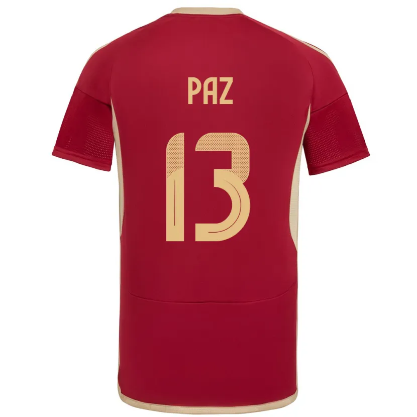 Danxen Kvinnor Venezuela Jesús Paz #13 Bourgogne Hemmatröja Matchtröjor 24-26 Tröjor T-Tröja