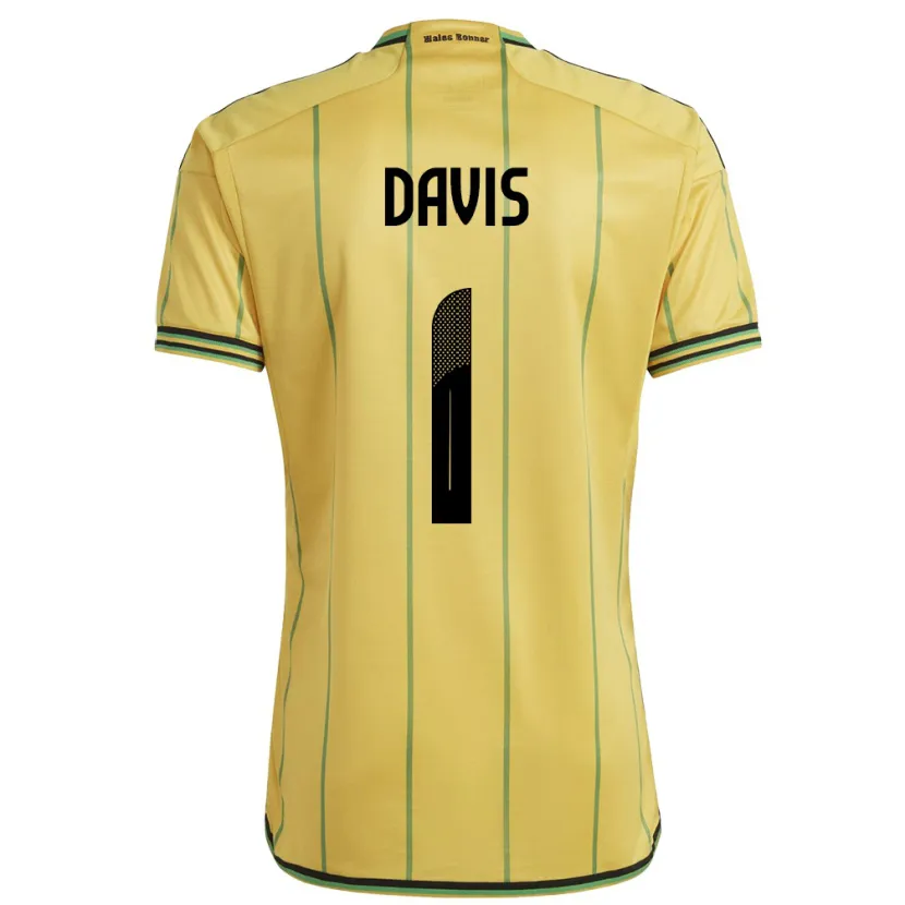 Danxen Kvinnor Jamaica Shaquan Davis #1 Gul Hemmatröja Matchtröjor 24-26 Tröjor T-Tröja
