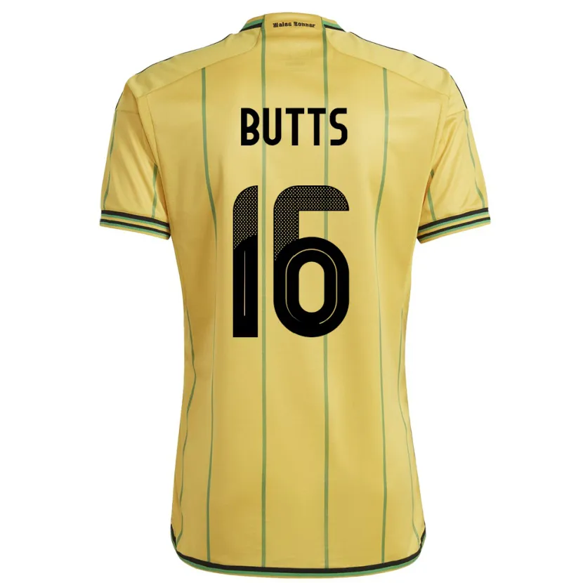 Danxen Kvinnor Jamaica Njeri Butts #16 Gul Hemmatröja Matchtröjor 24-26 Tröjor T-Tröja