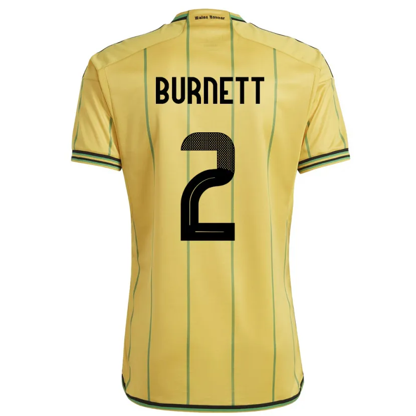 Danxen Kvinnor Jamaica Theanna Burnett #2 Gul Hemmatröja Matchtröjor 24-26 Tröjor T-Tröja