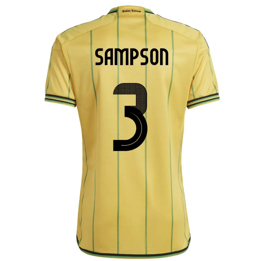 Danxen Kvinnor Jamaica Vyan Sampson #3 Gul Hemmatröja Matchtröjor 24-26 Tröjor T-Tröja