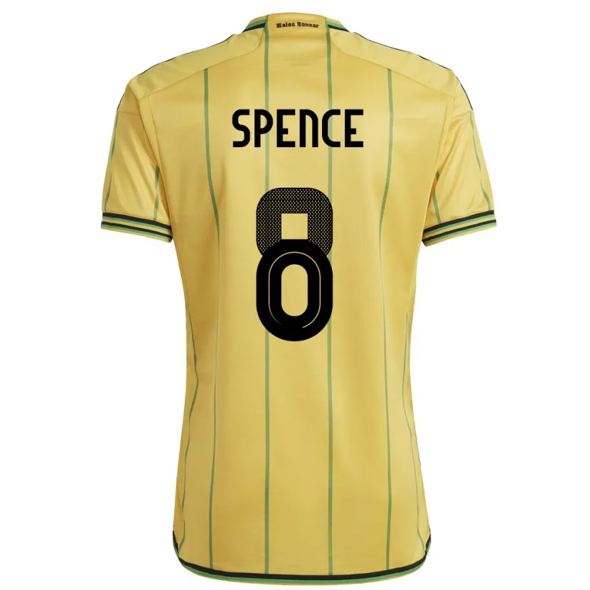 Danxen Kvinnor Jamaica Drew Spence #8 Gul Hemmatröja Matchtröjor 24-26 Tröjor T-Tröja