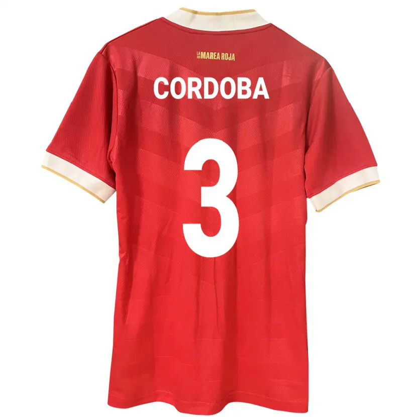 Danxen Kvinnor Panama José Córdoba #3 Röd Hemmatröja Matchtröjor 24-26 Tröjor T-Tröja
