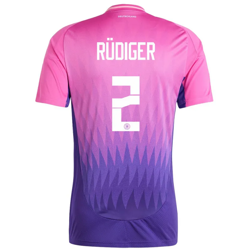 Danxen Kvinnor Tyskland Antonio Rudiger #2 Rosa Lila Bortatröja Matchtröjor 24-26 Tröjor T-Tröja